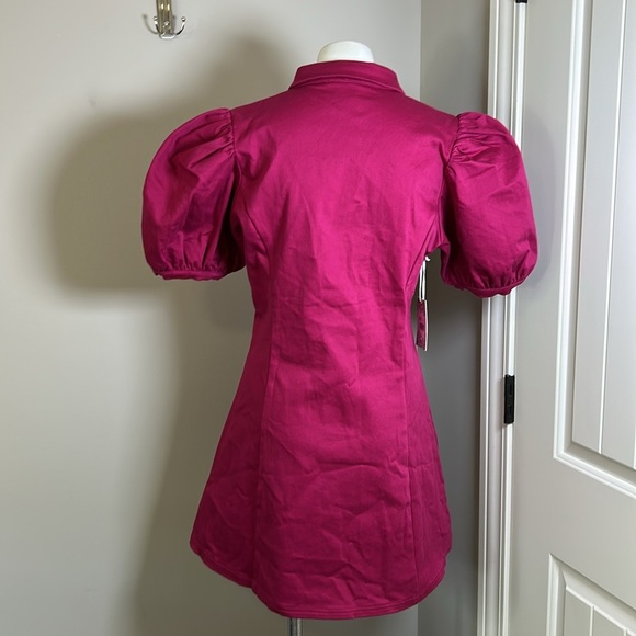 Tuckernuck HYACINTH HOUSE Raspberry Front Zip Denim Mini Dress Sz L NEW - Picture 8 of 14